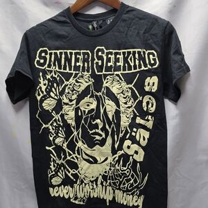Sinn Sinner Seeking Tee - Black and Cream Graphic